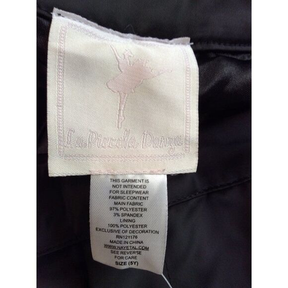 𝅺LA Piccola Danza Pants  Sequins on Pocket  5 Youth Black  Polyester/Spandex - Picture 3 of 3